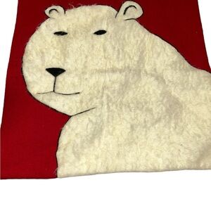 Crate & barrel Christmas polar bear pillow cover 23” holiday decor